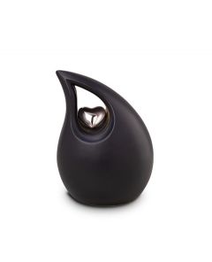 Keramische mini urn met zilveren hart