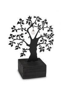 Gedenkbeeld mini urn en glazen ashangertje 'Levensboom'