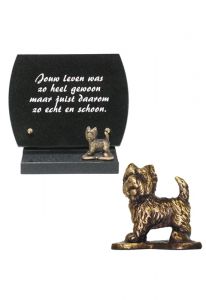 Gedenksteen met bronzen hondje