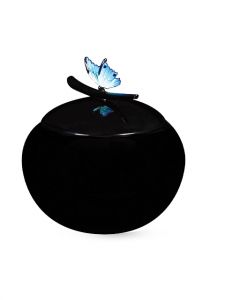 Glasfiber urn met blauwe vlinder