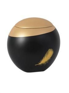 Glasfiber urn 'Éole' zwart en goud