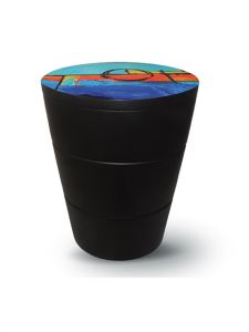Glasfiber urn 'Olympe' met blauwtinten
