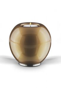 Kristal glazen kaarshouder mini urn bruin