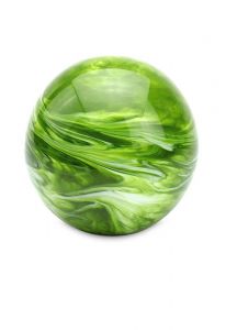 Bolvormige mini urn van kristalglas 'Elements' marmer groen