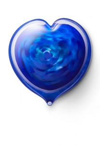 Hartvormige mini urn van kristalglas blue-mixed