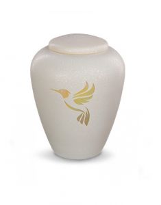 Glazen urn met kolibrie - symbool van vreugde en licht