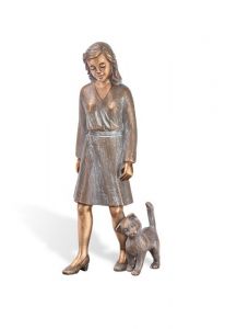 Grafbeeld Vrouw met kat - Grafdecoratie - 3d, vrijstaand, plug onderzijde