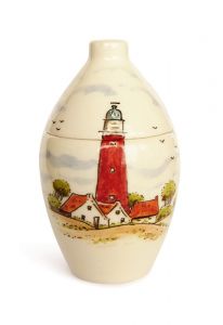 Handbeschilderde mini urn 'Vuurtoren Texel'