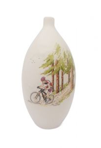 Handbeschilderde urn 'Mountainbiker'