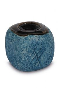 Handgemaakte mini urn 'Zaria' electric blue