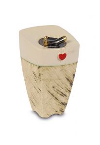 Handgemaakte mini urn 'Gonia' almost white