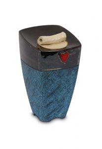 Handgemaakte mini urn 'Gonia' electric blue