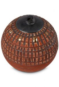 Handgemaakte keramische mini urn steenrood