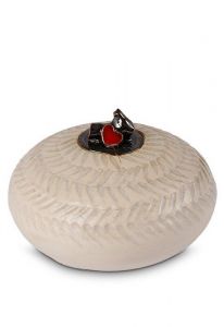 Handgemaakte keramische mini urn beige