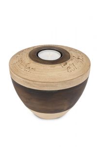 Handgemaakte mini urn 'Tolos' met kaarsje