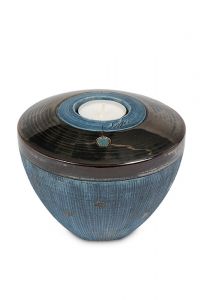 Handgemaakte mini urn 'Tolos' met waxinelichthouder