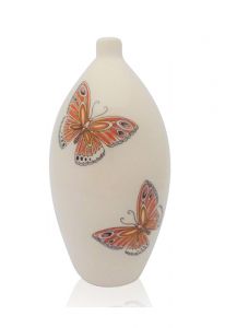 Handbeschilderde urn 'Vlinders' oranje
