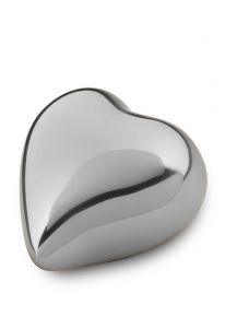 Hartvormige mini urn zilverkleurig hoogglans