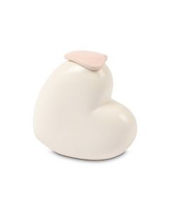 Mini urn 'Voor altijd in ons hart' met roze hartvormig dekseltje