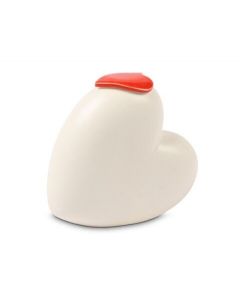 Mini urn 'Voor altijd in ons hart' met rood hartvormig dekseltje