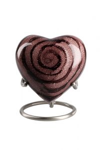 Hartvormige mini urn 'Elegance' met druppeltjes (incl. voetje)