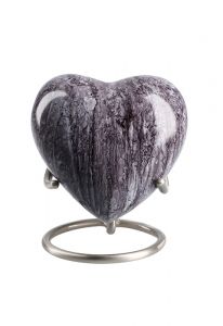 Hartvormige mini urn 'Elegance' met granietlook (incl. voetje)