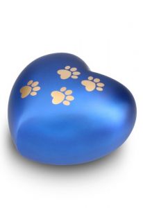 Dierenurn hart matblauw met pootafdrukken in versch. afmetingen