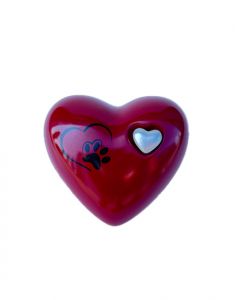 Rode dierenurn 'Hart met pootafdruk' l SALE