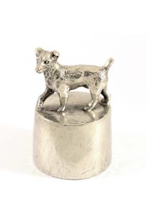 Jack Russel urn zilvertin