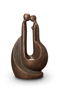 Keramische kaarshouder urn 'Verbonden' | brons- en zilverkleurig