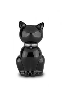 Zwarte dierenurn 'Nuna' in de vorm van een kat