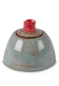 Zeegroene mini urn van keramiek 'Roos'