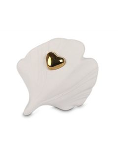Keramische mini urn witte schelp met gouden hart