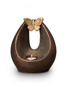 Keramische mini urn vlinder met waxinelichtje