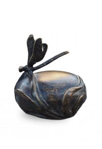 Bronzen mini urn met libelle