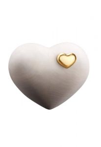 Mini urn met gouden hartje van onbehandeld lindenhout | SALE