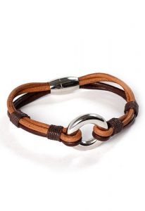 Lederen as-armband zwart-bruin 19 cm