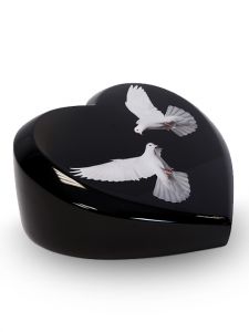 Glasfiber hart urn 'Lovebirds'