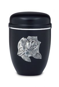 Zwarte urn van staal 'Roos'