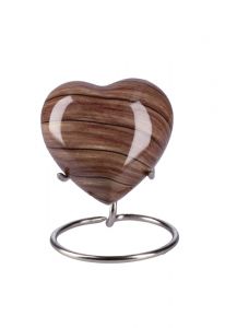 Mini urn hart 'Elegance' houtlook (incl. voetje)