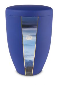 Stalen urn 'Ochtenddauw' saffierblauw