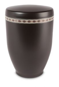 Stalen urn zwart met sierband