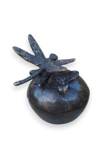 Bronzen mini urn met libelle