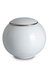 Mini urn porselein 'Sfera' - Platinumkleurige rand