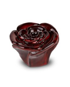 Keramische mini urn ‘Eeuwige roos’ donkerrood