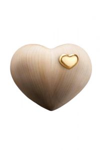 Mini urn met goudkleurig hartje van onbehandeld kersen