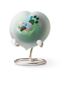 Pebble 'Heart and Paws' dierenurn van glas - multi green - SALE
