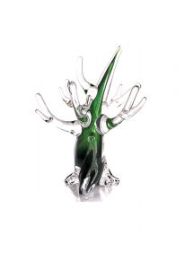 As-ornament mini urn van kristalglas 'Levensboom' | groen avanturijn