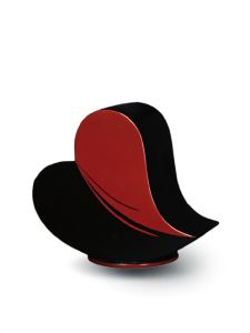 Glasfiber mini urn 'Hart' zwart-rood