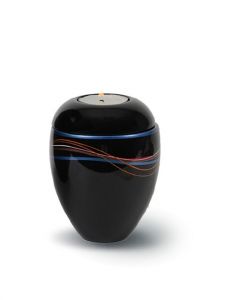 Glasfiber mini urn 'Ondine' met kaarhouder en blauw lint l SALE